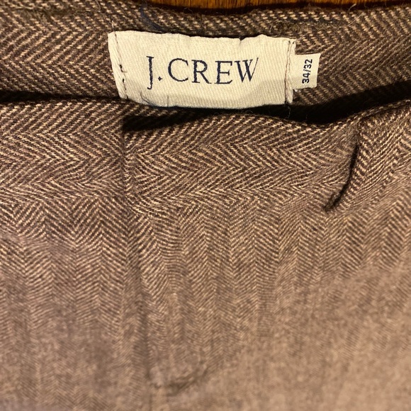 J Crew Tan Brown Herringbone Wool Pants 34/32 - Picture 3 of 5